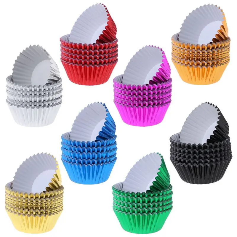 

100pcs Paper Cupcake Cup Aluminium Foil Muffin Baking Cups Liners Cupcakes for C