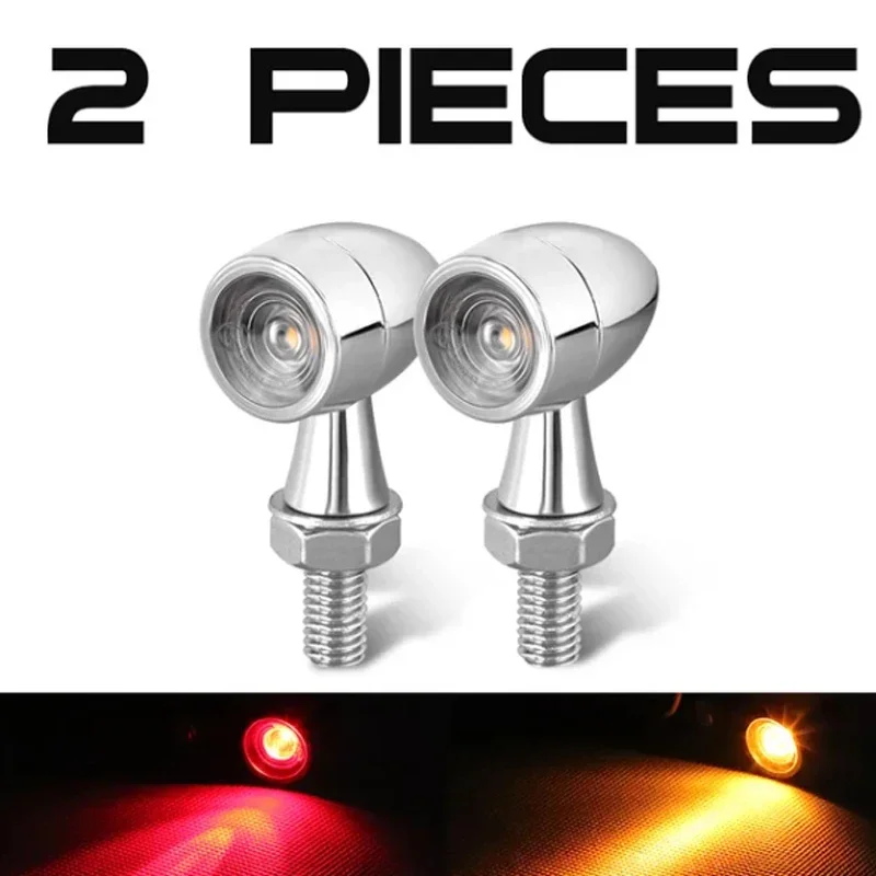 

Светодиодный указатель поворота для мотоцикла, хромированная пуля, светодиодные стоп-сигналы 8 мм, 12 В, мини-сигнальная лампа для Honda Yamaha Cafe Racer