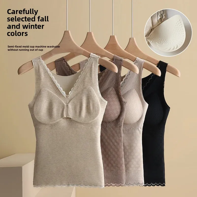 Осень-зима 2023 новый женский утолщенный топ на флисовой подкладке из шнурка с