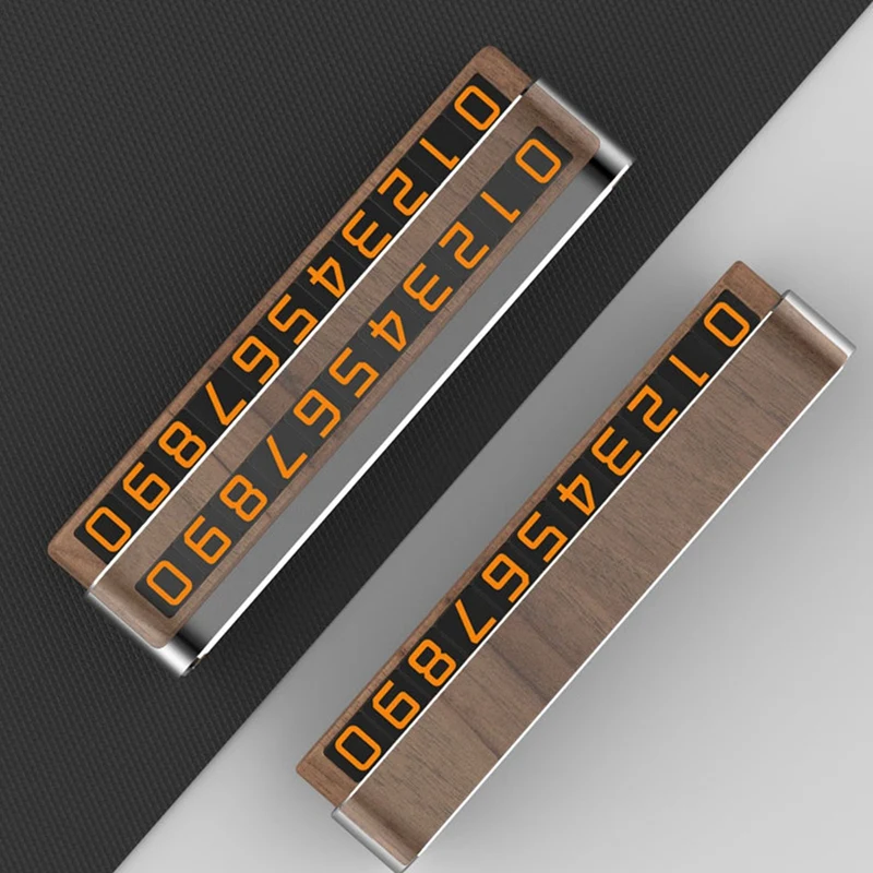 Car Temporary License Plate Walnut Creative Double Number Parking Sign Can Hide Luminous Card