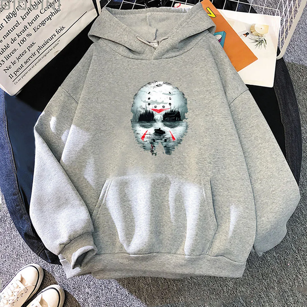 

Horror Movie 13th Friday Jason Voorhees Imaging Skull Graphic Printed Sweatshirts Pocket Men/Women Clothes High Street Soft Tops