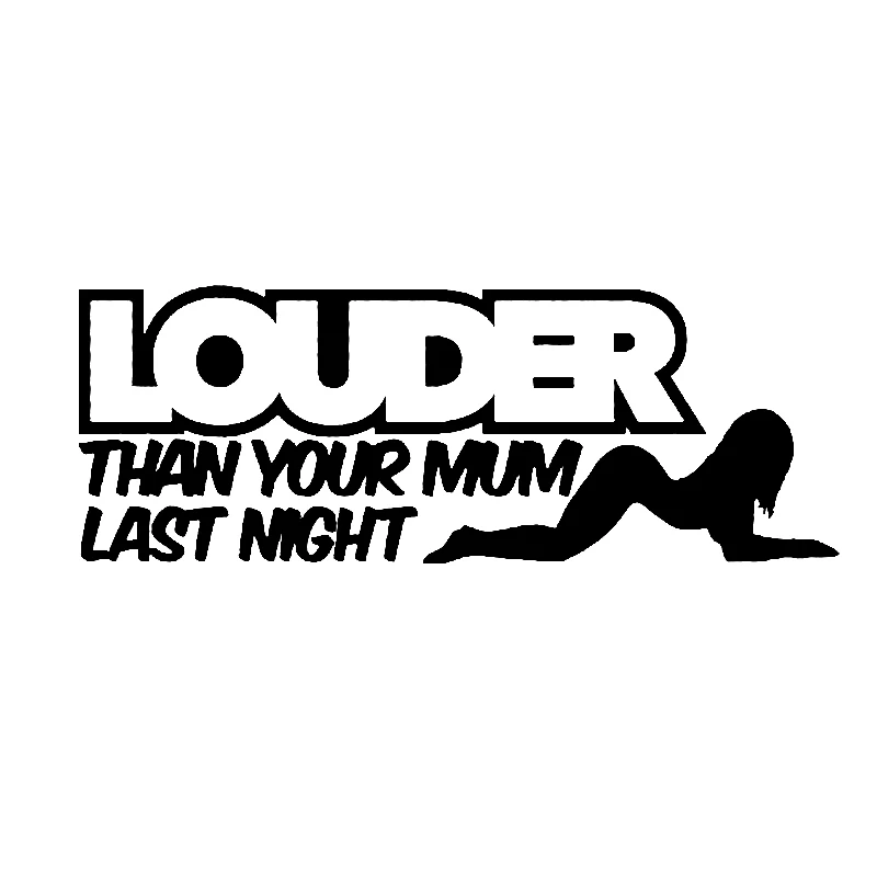 

16CM*5.8CM Creativity Fun LOUDER THAN YOUR MUM LAST NIGHT Car Window Sticker Decal Black Silver Vinyl Sunscreen Waterproof