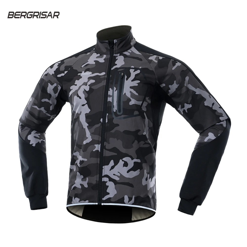 

BERGRISAR Winter Men's Cycling Jacket Bicycle Softshell Fleece Thermal Motorcycle Windbreaker Raincoats Bike Outdoor Sport BG011