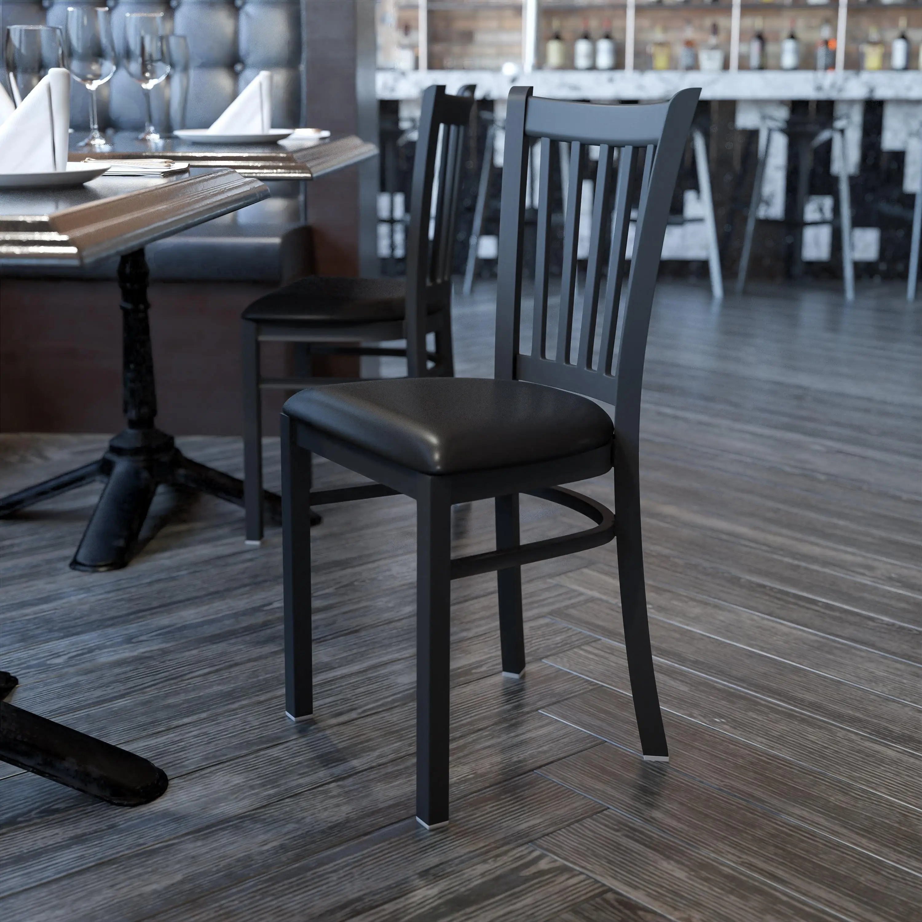 

Flash Furniture серии HERCULES, черная вертикальная задняя панель, черное виниловое сиденье