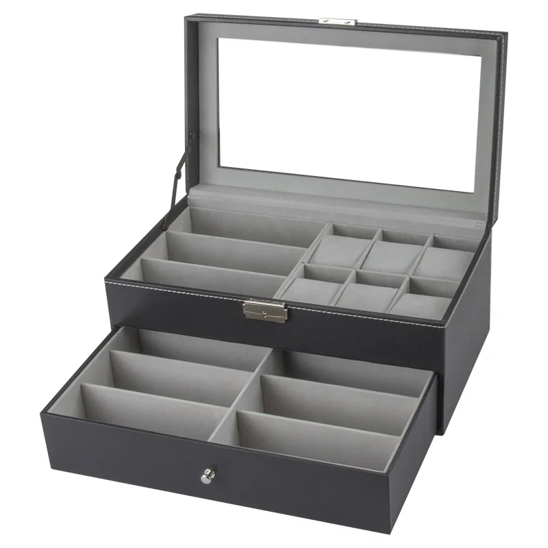 2 Layers Storage Display Box Display Tary Storage Organizer Multi Functional Made of Flannette Material Metal Pull Rod New 2023