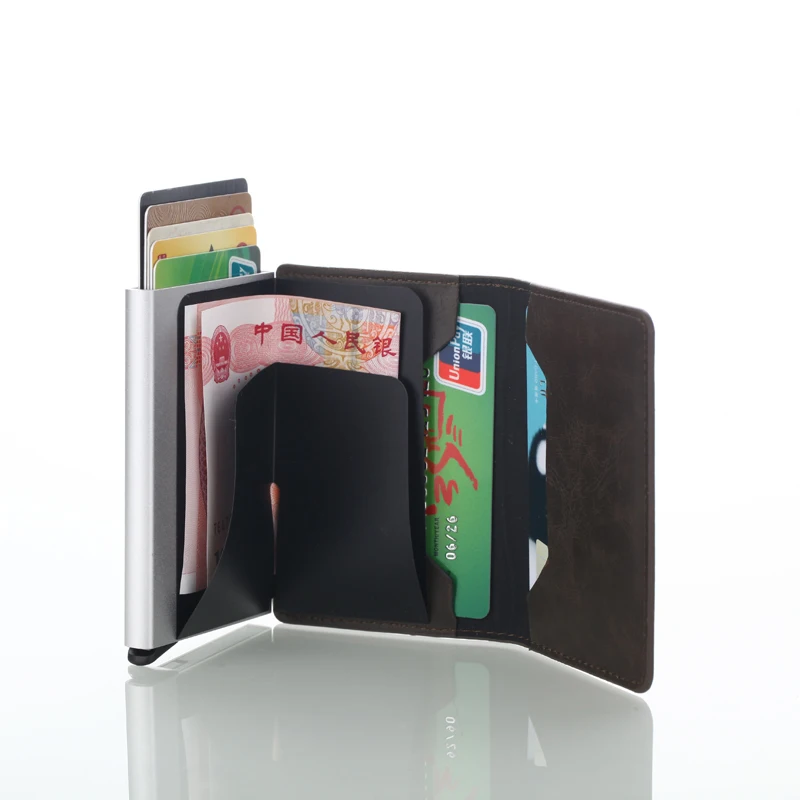 free laser lettering men credit card holders business id card case fashion automatic rfid card holder aluminium bank card wallet free global shipping