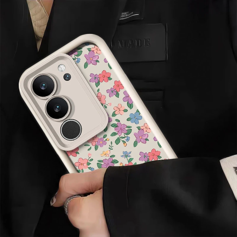 New Fashion Flowers Pattern Case For Vivo S17 S16E S15 S12 S1 Pro Shockproof Silicone Camera Lens Protection Soft Phone Cover