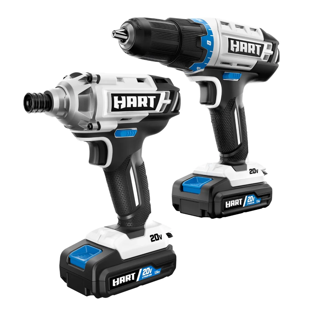 20-Volt Cordless Drill and Impact Combo Kit with (2) 1.5Ah Lithium-Ion Batteries and Charger Multitool  Electric Tools  Workpro