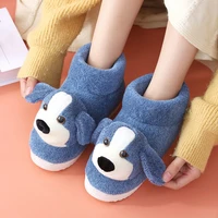 winter women fur slippers warm plush household slides indoor home with heel non slip cartoon cute fluffing cotton shoes 2022