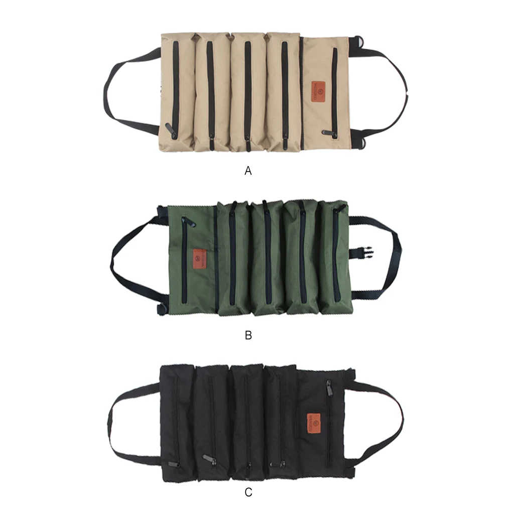 

Oxford Cloth Storage Bag Large Capacity Tool Bags with Zipper Phone Anti-lost Buckle Pocket Multi-purpose Pouch Khaki