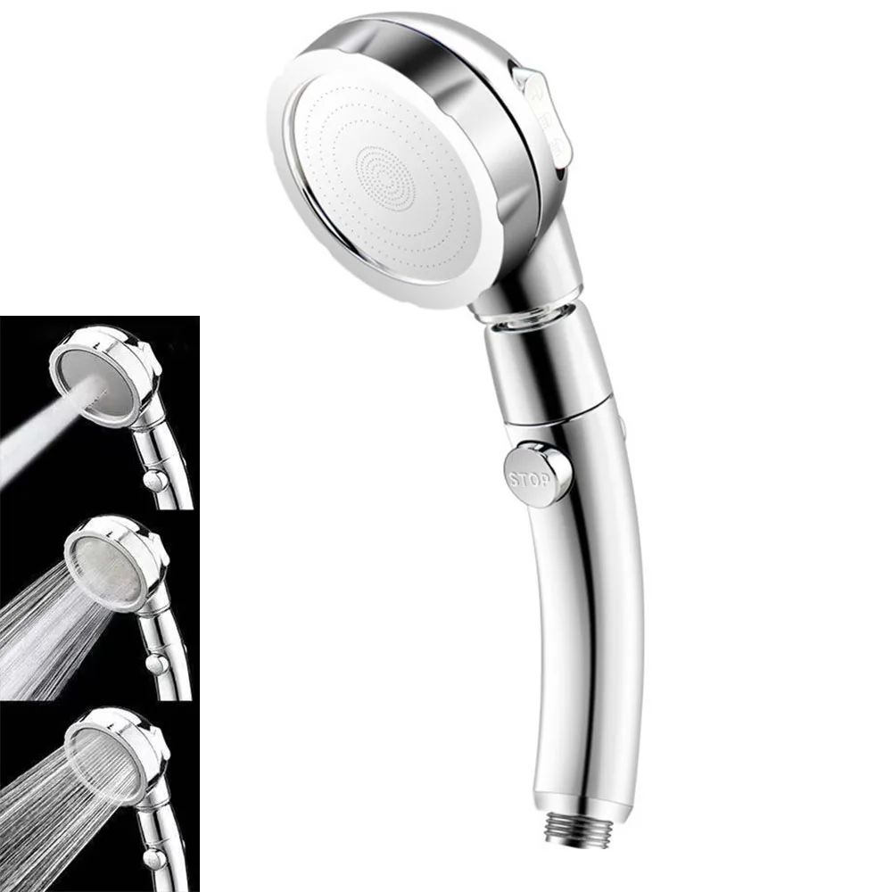 

2022 New Water Saving 3In1 High Pressure Shower Head Hand Hold Round Bathroom Accessory Chrome ABS Shower Heads rain shower head