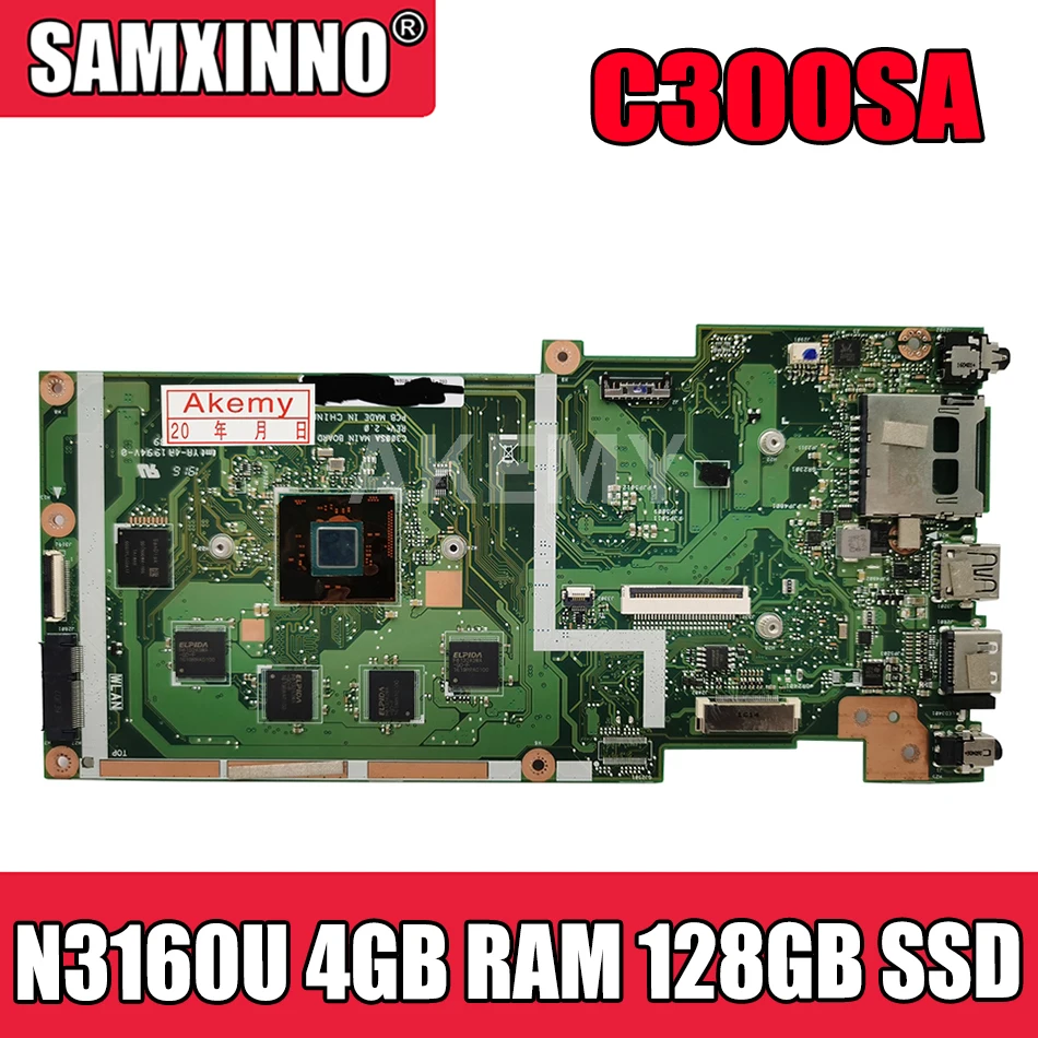 

Материнская плата C300SA для Asus Chromebook C300S C300SA Laotop, материнская плата C300SA с N3160U 4 Гб ОЗУ 128 Гб SSD