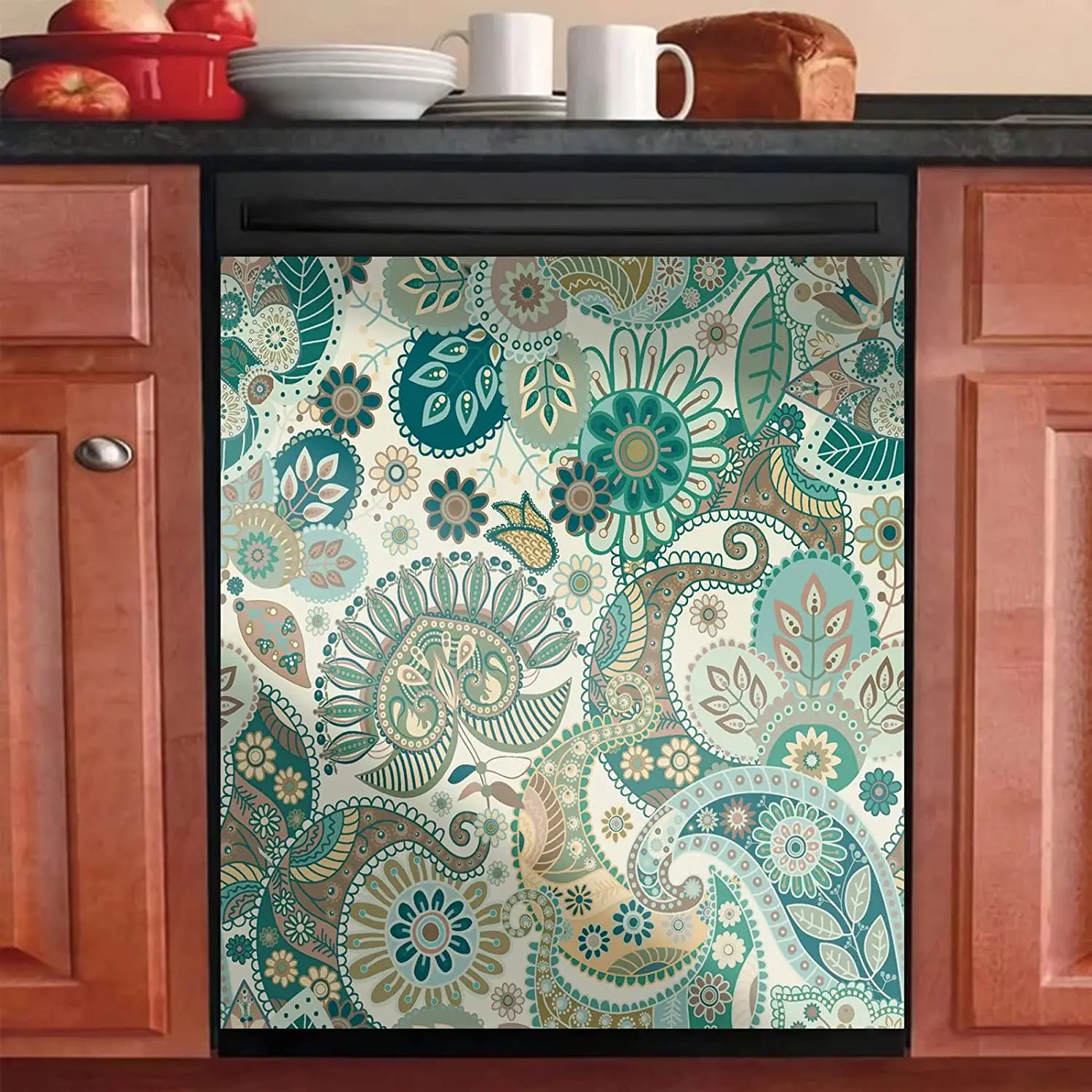 

PASSE Ethnic Style Kitchen Decorative for Dishwasher Door,Refrigerator,Washing Machine, Magnet Cover,Mandala Magnetic Panel Viny