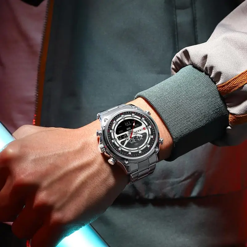 CURREN NEW Fashion Digital Quartz Watches Men LED Display Stainless Steel Wristwatches Chronograph Alarm Male Clock |