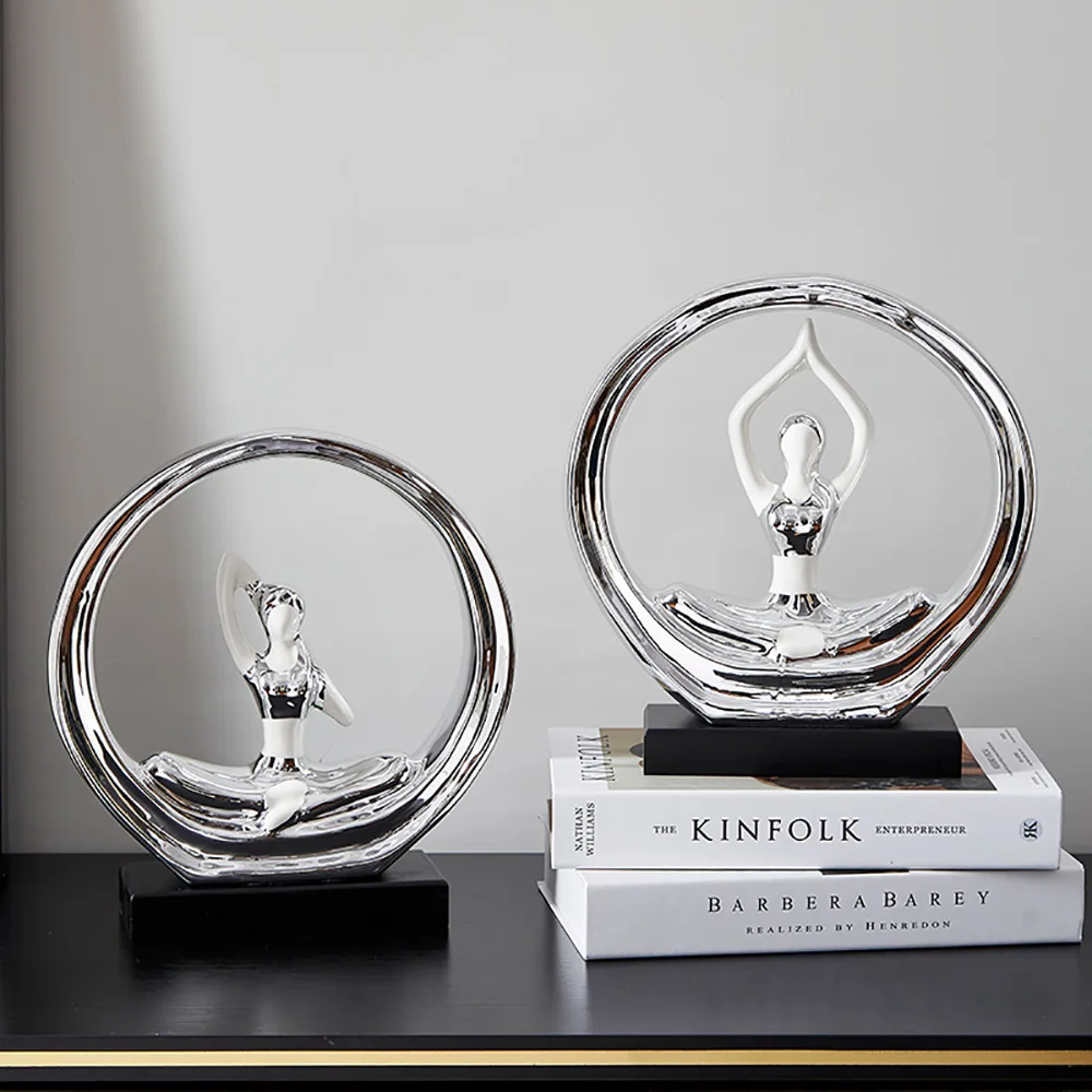 

Sculpture Abstract Modern Art Home Decoration Accessories for Living Room Yoga Girl Model Ceramic Decor Statue Christmas Gifts