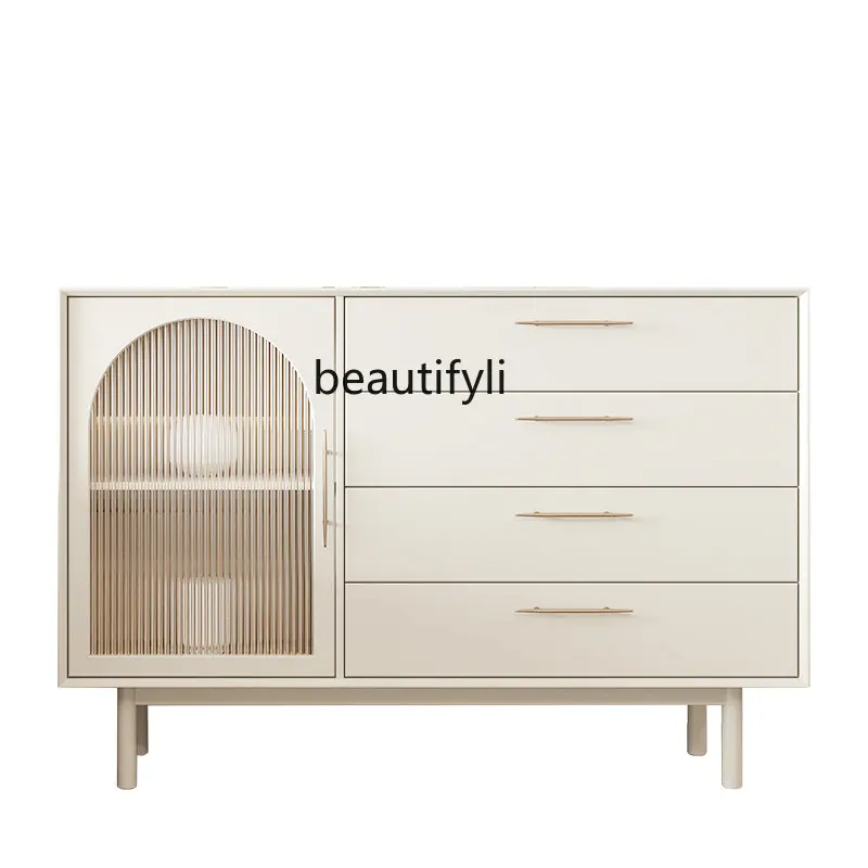 

Silk Style Chest of Drawers French Cream Style Bedroom Chest of Drawers Storage Tea Solid Wood Hallway Cabinet drawer furniture