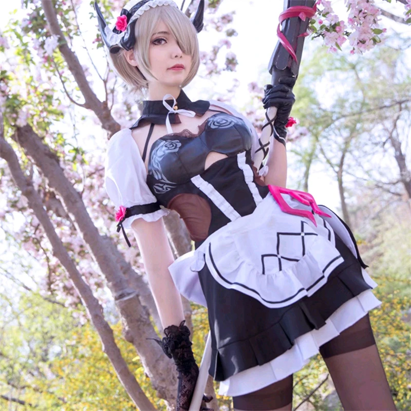 Костюм для косплея Honkai Impact 3 Рита росвейссе фартук платье черная роза горничная