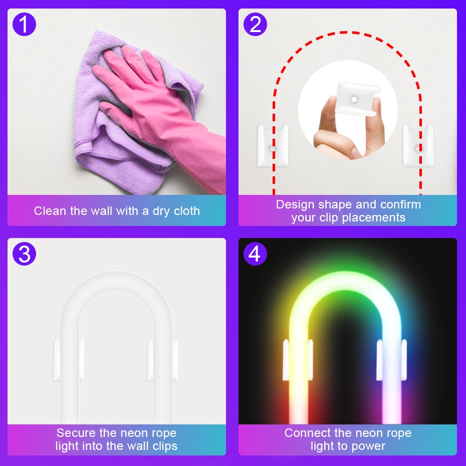 Фото Светодиодная неоновая лента 12В с RGB-подсветкой Dreamcolor, управление по Wi-Fi/Bluetooth/пульту, водонепроницаемая, для розеток EU/US/UK/AU №5