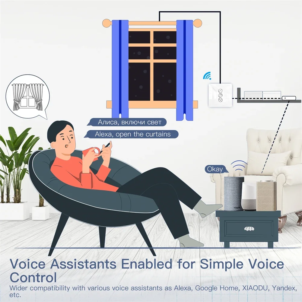 Умный выключатель для штор MOES WiFi RF433