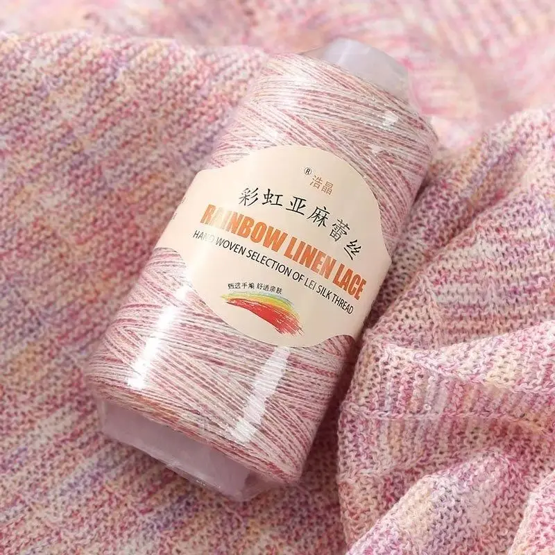 

75g Gradient Linen Bud Silk Thread Cake Line Rainbow Segment Dyed Cake Yarn Crochet Shawl Skirt Lace DIY Handmade Knit Yarn
