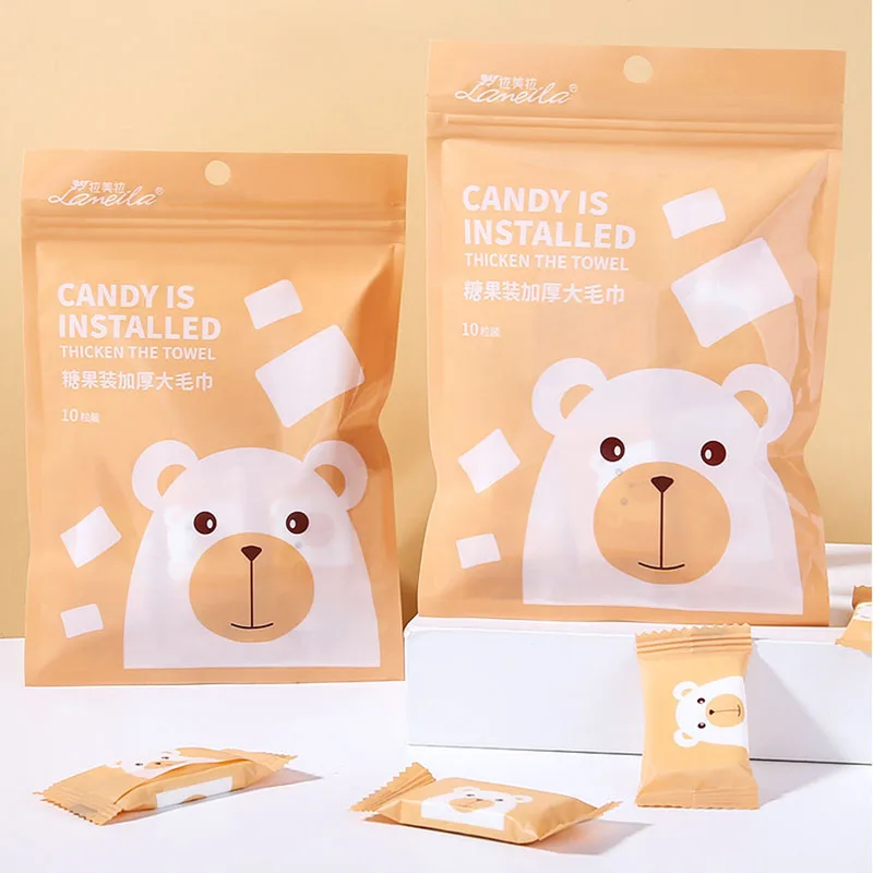 

10pcs/set Travel Portable Compressed Towel With EF Grain Thickened Disposable Face Cleaning Towel Beauty Accessories