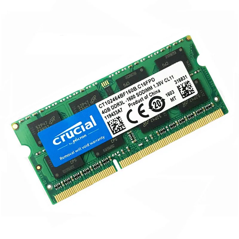

Cruclal DDR3L RAM 4GB 1600MHZ Laptop Computer Memory Modul PC3 12800S SODIMM RAM Low voltage 1.35V DDR3 4GB 8GB RAM