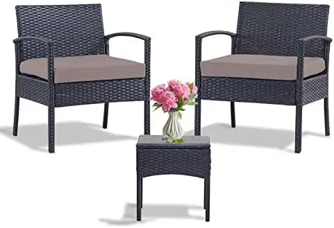 

Набор стульев для бистро, набор из 3 предметов, набор мебели для разговора, маленькие стулья для балкона из ротанга и стол с подушками, красный