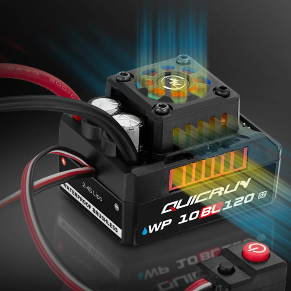 Фото Hobbywing QUICRUN WP 10BL120 G2 120A Бесколлекторный ESC, водонепроницаемый регулятор скорости, разъем XT60, 2-4S Lipo для моделей автомобилей масштаба 1/10 и 1/12. №1