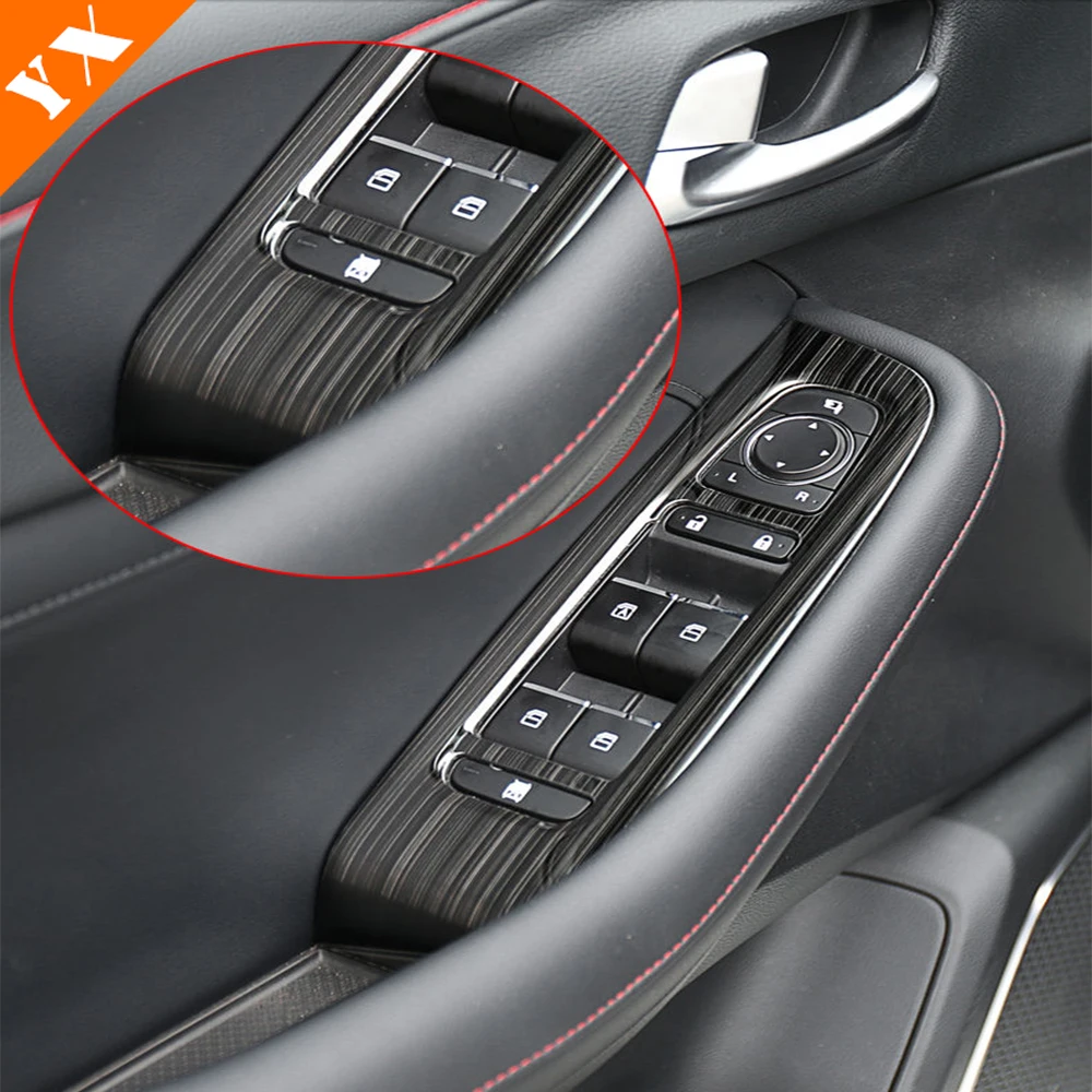 

For Trumpchi GS4 2020-2023 ABS Carbon Fiber Car Styling Car Glass Lift Switch Button Frame Sticker Car Interior Parts