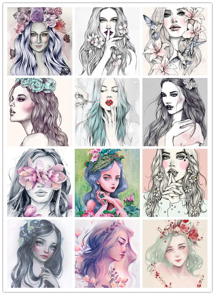 

Full Square / Round Diamond Painting 5D Diy Abstract Cartoon Girls Diamond Embroidery Mosaic Cross Stitch Kits Home Decoration