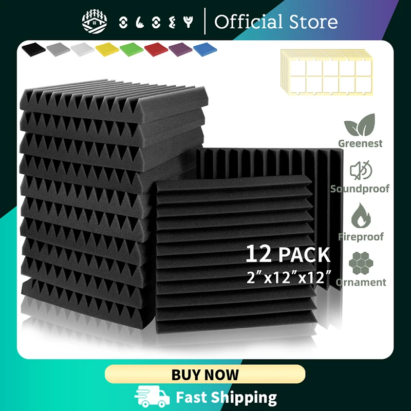 

Sound Absorbing Sponge Board 12 Pcs Acoustic Foam Wedge Tiles Noise Insulation Padding For Wall Soundproofing Recording Studio