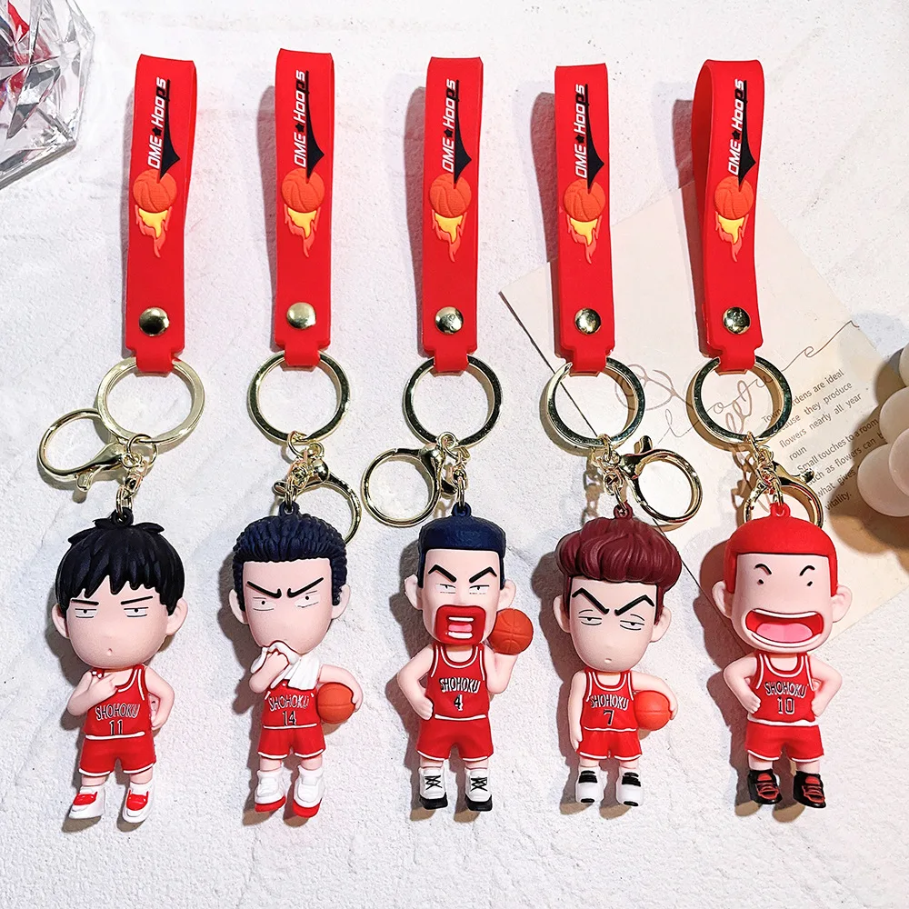 

2023 Kawaii Japan Anime Slam Dunk Sakuragi Hanamichi Keychains PVC Cartoon Figure Model Pendant Keyrings Figure Key Toys Gifts