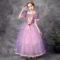 girl princess dress rapunzel cosplay costume baby girl rapunzel pink puff sleeve princess dress children christmas evening dress