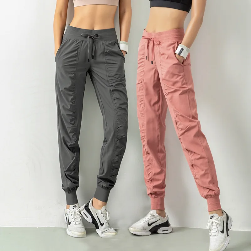 Fabric Drawstring Running Sport New Joggers Women Quick Dry Athletic Gym Fitness Sweatpants with Two Side Pockets Exercise Pants