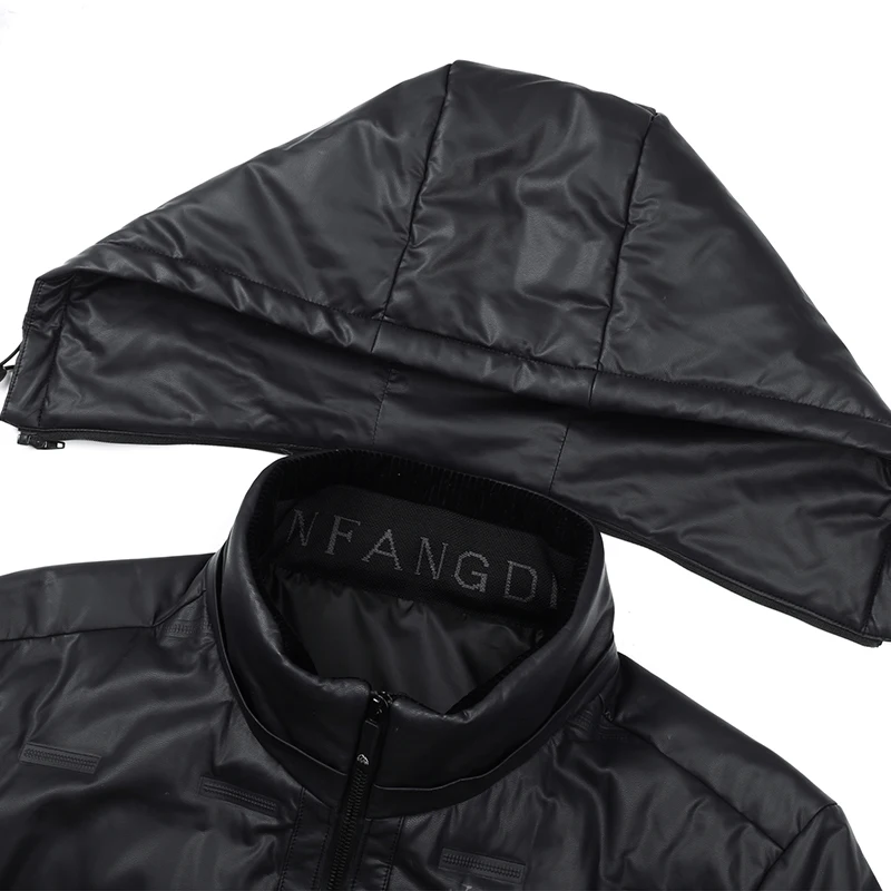 Новинка Зима 2024 мужская повседневная куртка из овечьей кожи пуховик с капюшоном