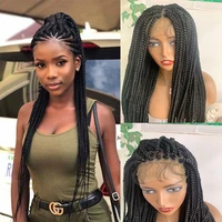 34Inches Natural Style Black Box Braided Full Lace Wigs With Baby Hair Natural Knotless Braiding Wig For Black Women New Wigs