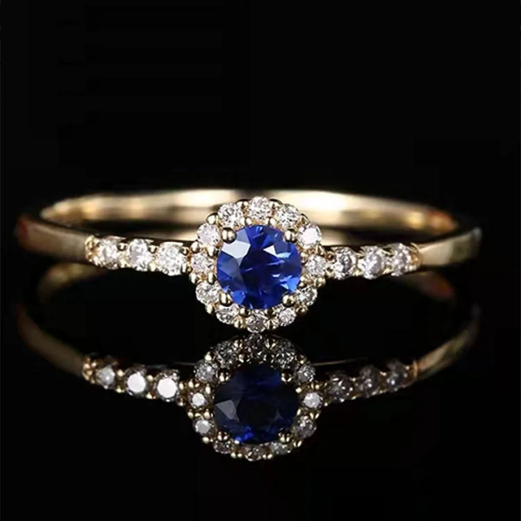 

Oval Carat Blue Zircon Women's Copper Ring with Rhinestones European and American Style Wedding Party Jewelry High Jewelry