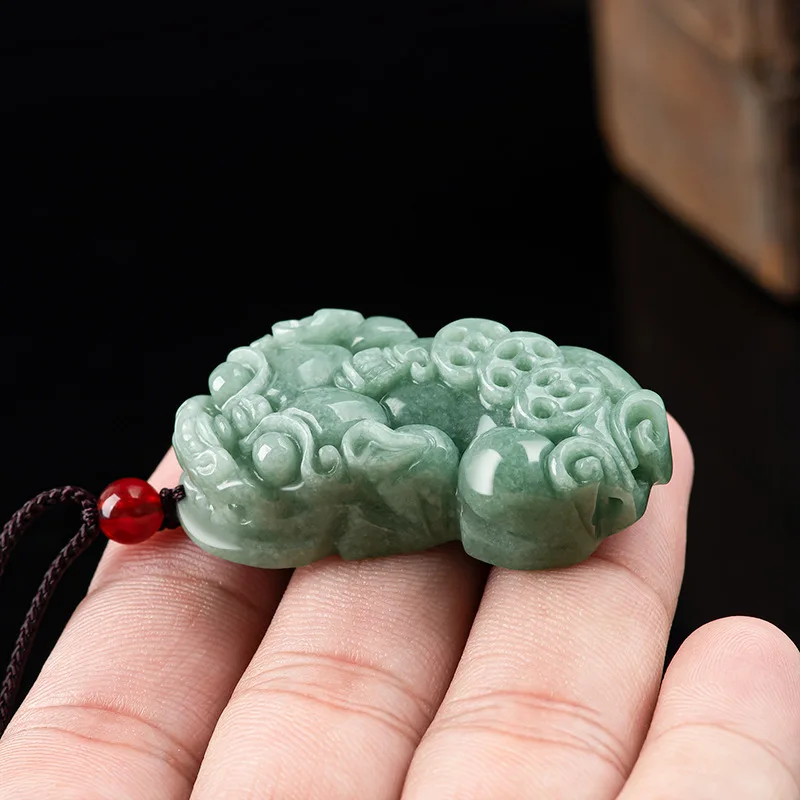 

Burmese Jade Pixiu Pendant Fashion Real Jewelry Amulet Green Jadeite Pendants Vintage Natural Gemstones Necklace Choker Emerald