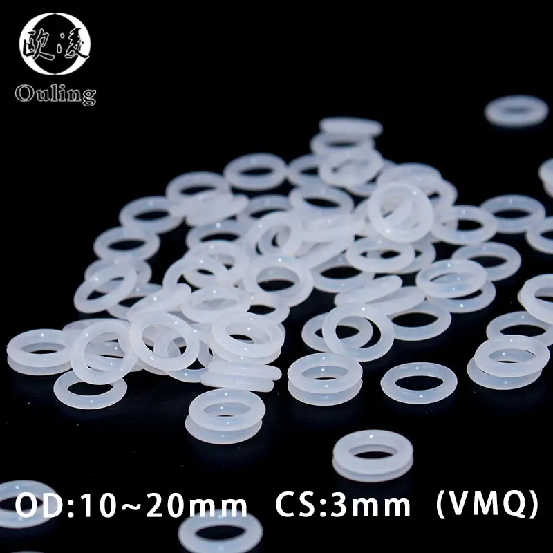 

15Pcs/lot Silicone Ring Silicon/VMQ Oring CS3mm Thickness OD10/11/12/13/14/15/16/17/18/19/20*3mm Rubber O-Ring Seal Gaskets Ring