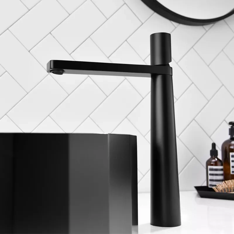 

White Artistic Basin Faucet Cold and Hot Brass Material Deck Mounted Short Tall Bathroom Sink Tap