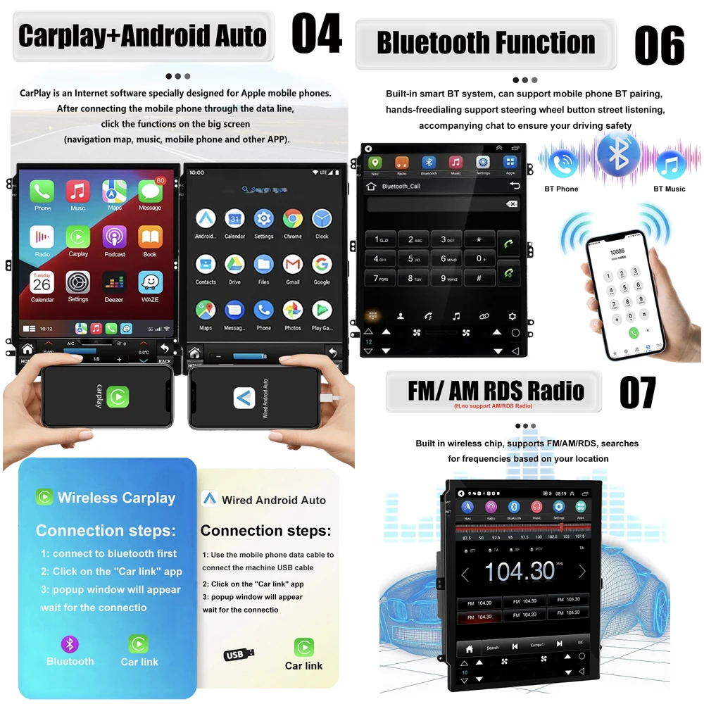 Android Auto Carplay Мультимедиа Авторадио DSP 4G WIFI BT Автомобильный радиоприемник Стерео 9 7