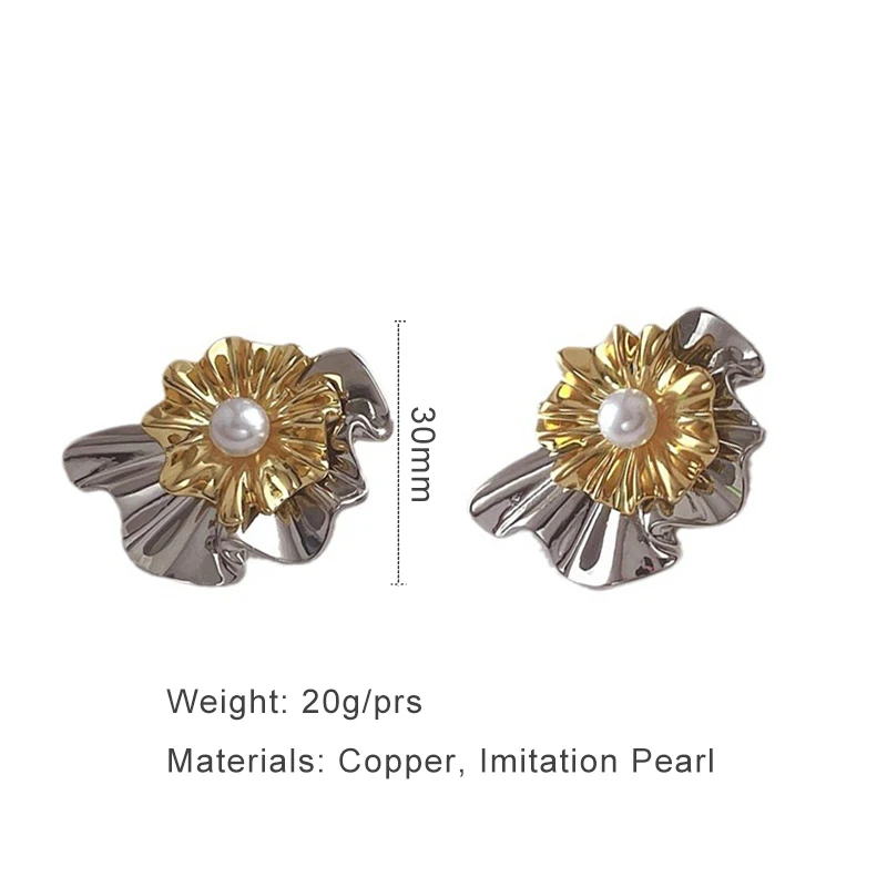 Двухцветные металлические серьги в виде цветка для женщин модные украшения