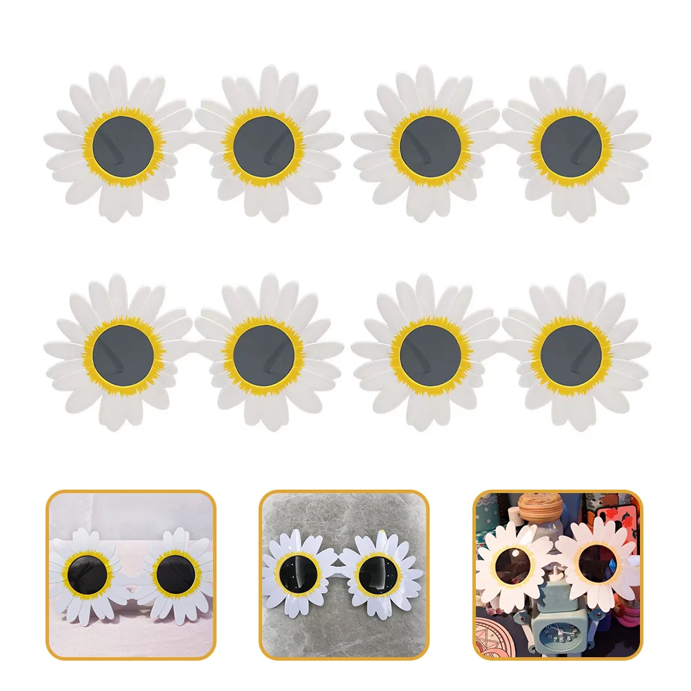 

4Pcs Flower Sunglasses Funny Daisy Flower Glasses Party Photo Booth Props