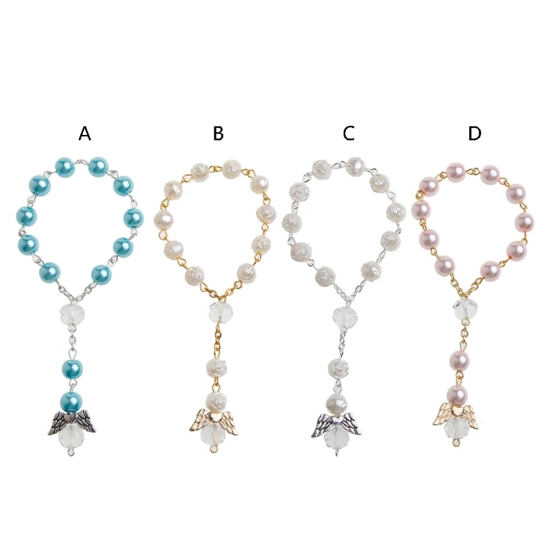 

Baptism Favors with Angels Mini Rosaries Acrylic Beads Christening Favors Communion Favors Finger Rosary 4 Colors