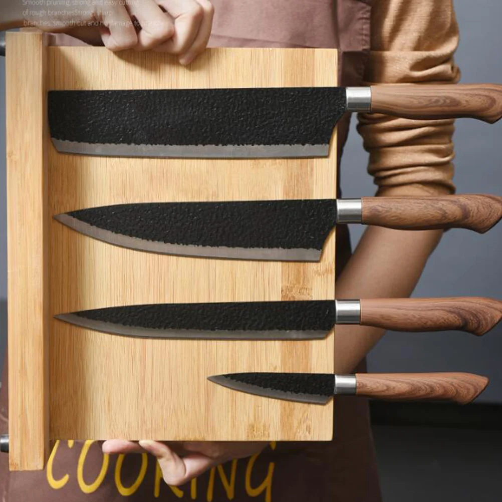 

Double Side Magnetic Holder Wood Eco-friendly Bamboo Block Strong Magnet Kitchen Gadgets Storage Stand Rack