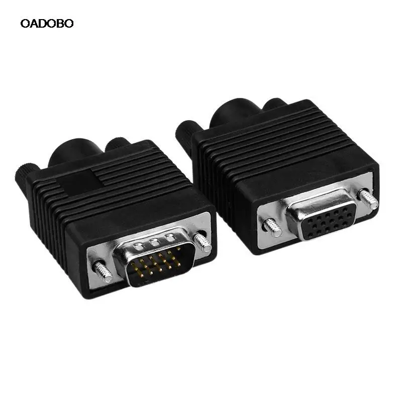 

Gold-plated VGA welding thrum VGA 3 row 15 pin connector video black adhesive glue joint shell on-site welding