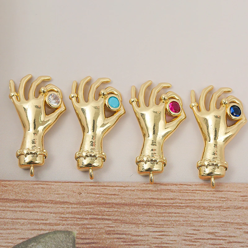 

5pcs/lot Colorful Copper CZ Zircon Hand Charms Pendant DIY Necklace Craft for Jewelry Making Accessories
