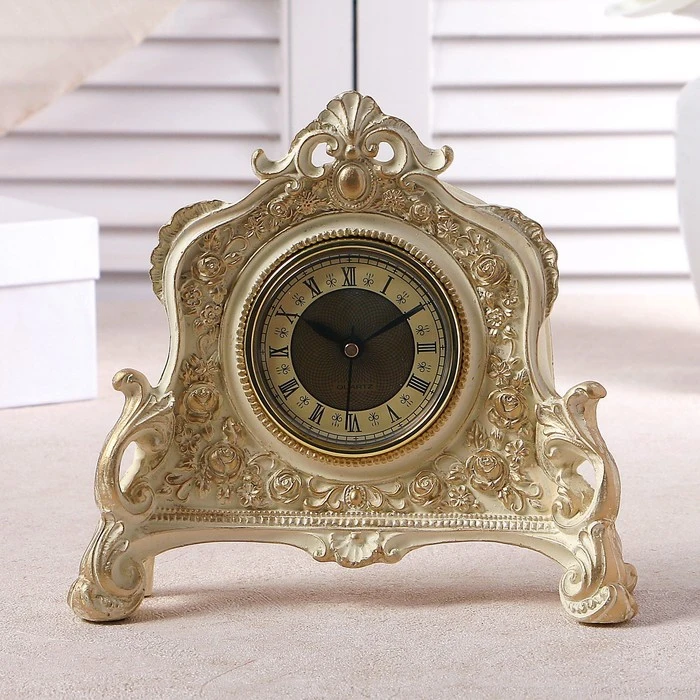 Часы настольные &quotКаминные&quot цвет слоновой кости 21 х 19 6.5 см d=7 3940742 | Дом и сад