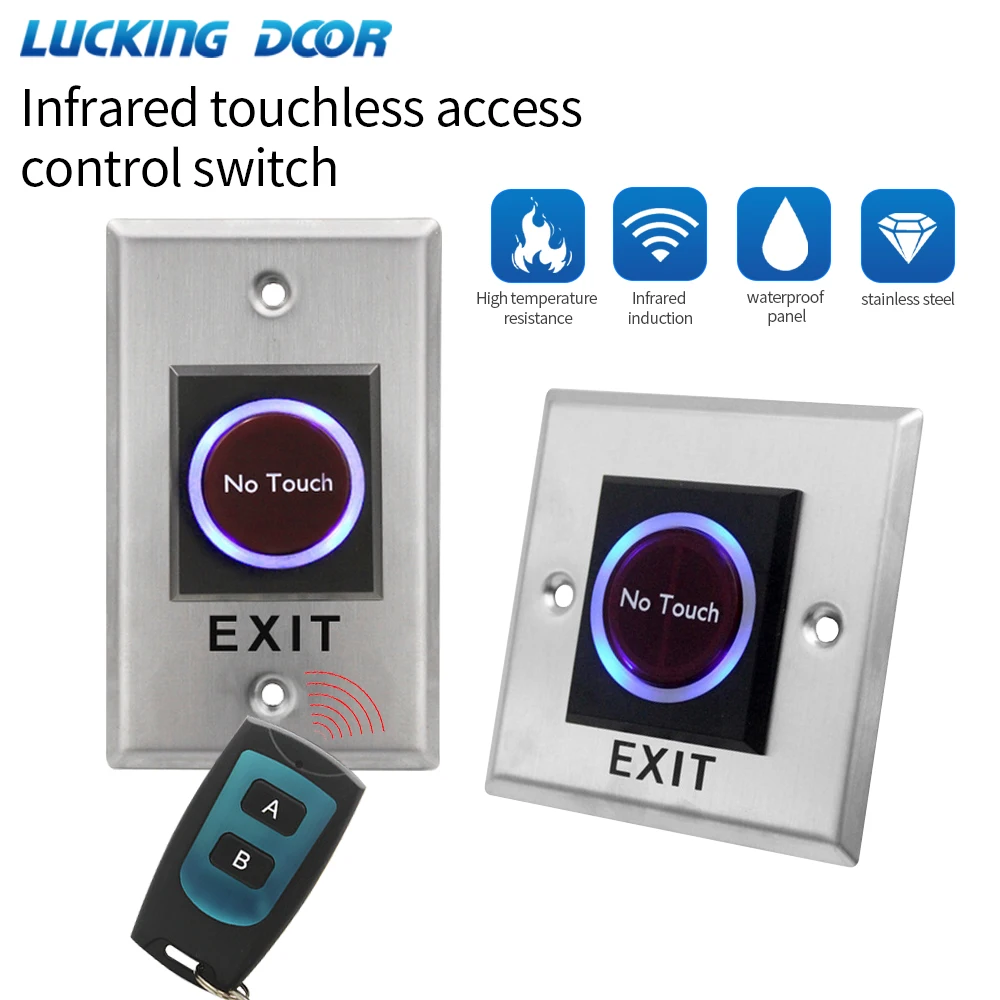 

No Touch Door Release Button 433M 12V~24V Infrared Induction Push Switch for Electronic Lock Access Control With Remote Control