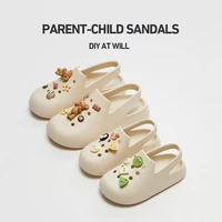 utune parent children summer sandals soft rebound kids beach shoes for 3 14y toddler boys and girls slippers charms diy matched